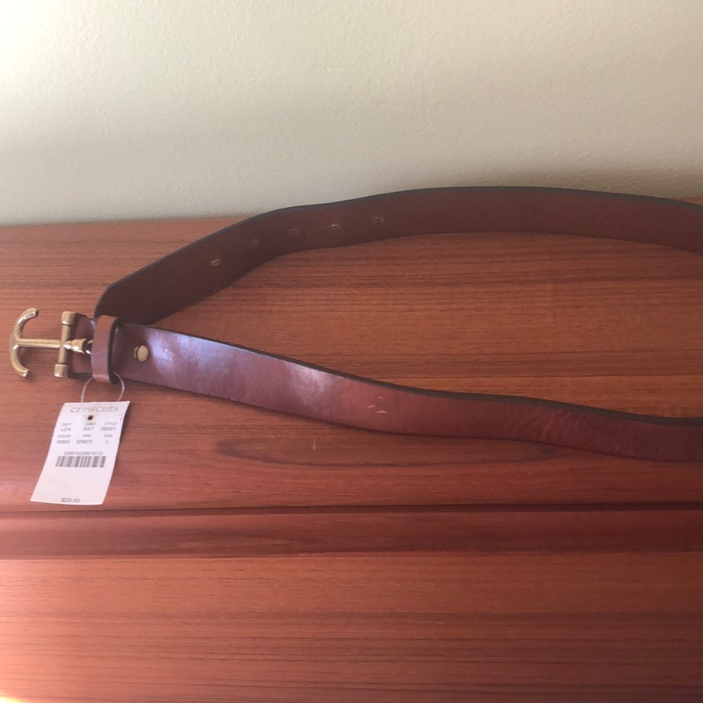 New J Crew leather belt with bronze anchor buckle